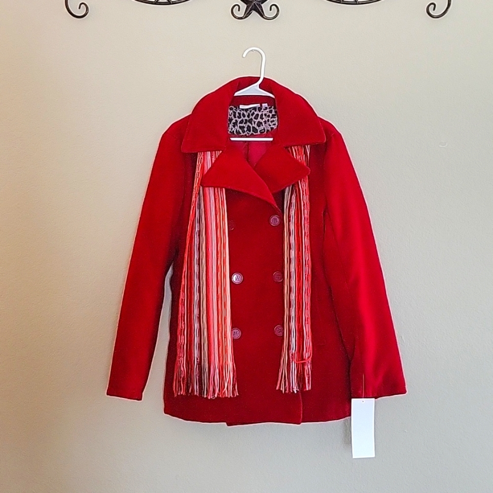 Beautiful Double Breasted Red Pea Coat